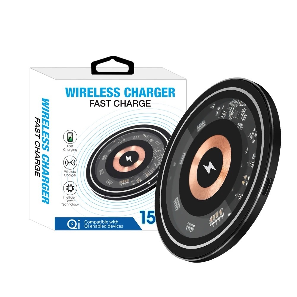 15W Transparent Clear View Cool Wireless Charging phone charger iPhone Android